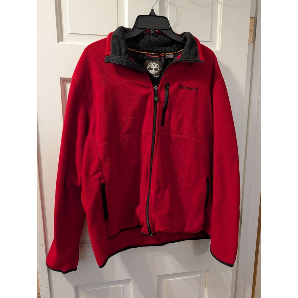 Timberland Fleece Jacket Mens XL Red Black Full Zip
